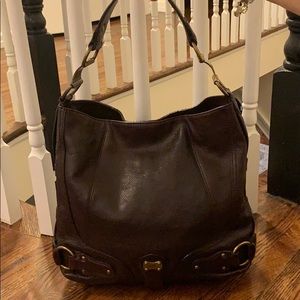 MK Michael Kors brown leather hobo bag